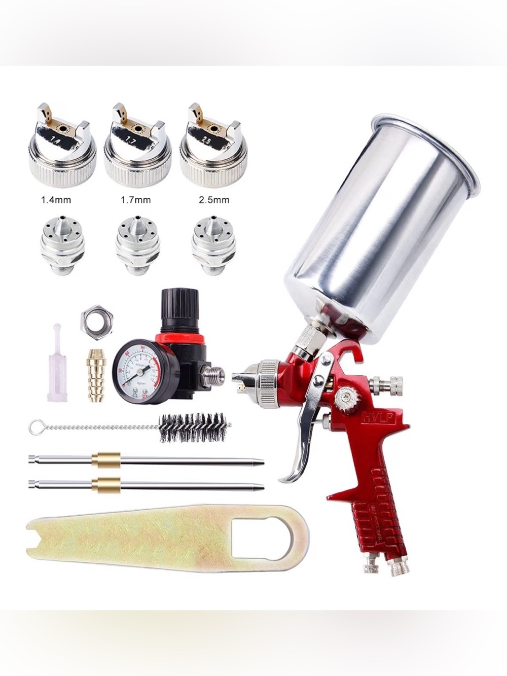 Paint Spray Gun with Silver Cup and Regulator